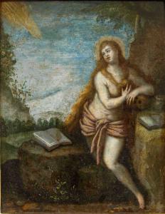 Schüler von Jacopo Palma il Giovane (Venedig, 1549 – Venedig 1628), Maria Magdalena in der Höhle